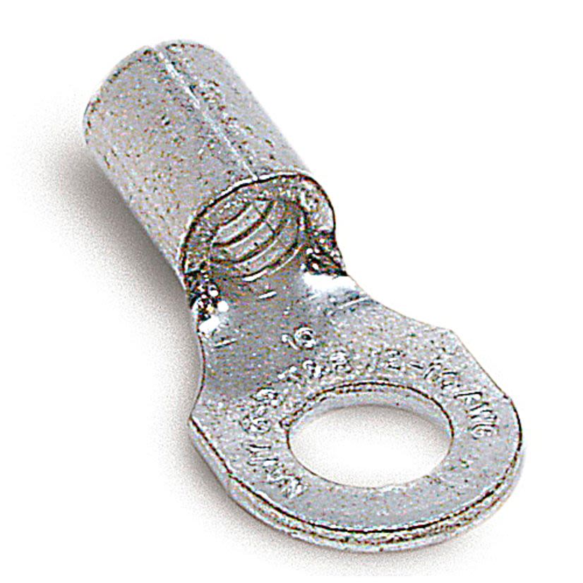 Sta-Kon A87 A Series Non-Insulated Ring Terminal, 22 to 16 AWG Conductor, 3/4 in L, Serrated Barrel, Copper, Metallic